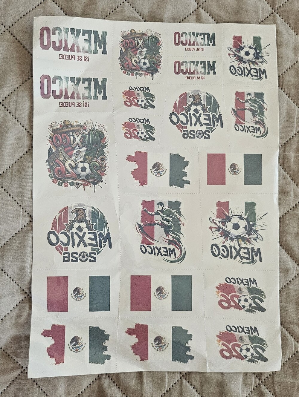 Mexican 8 inches by 12 inches temporary tattoos sheet